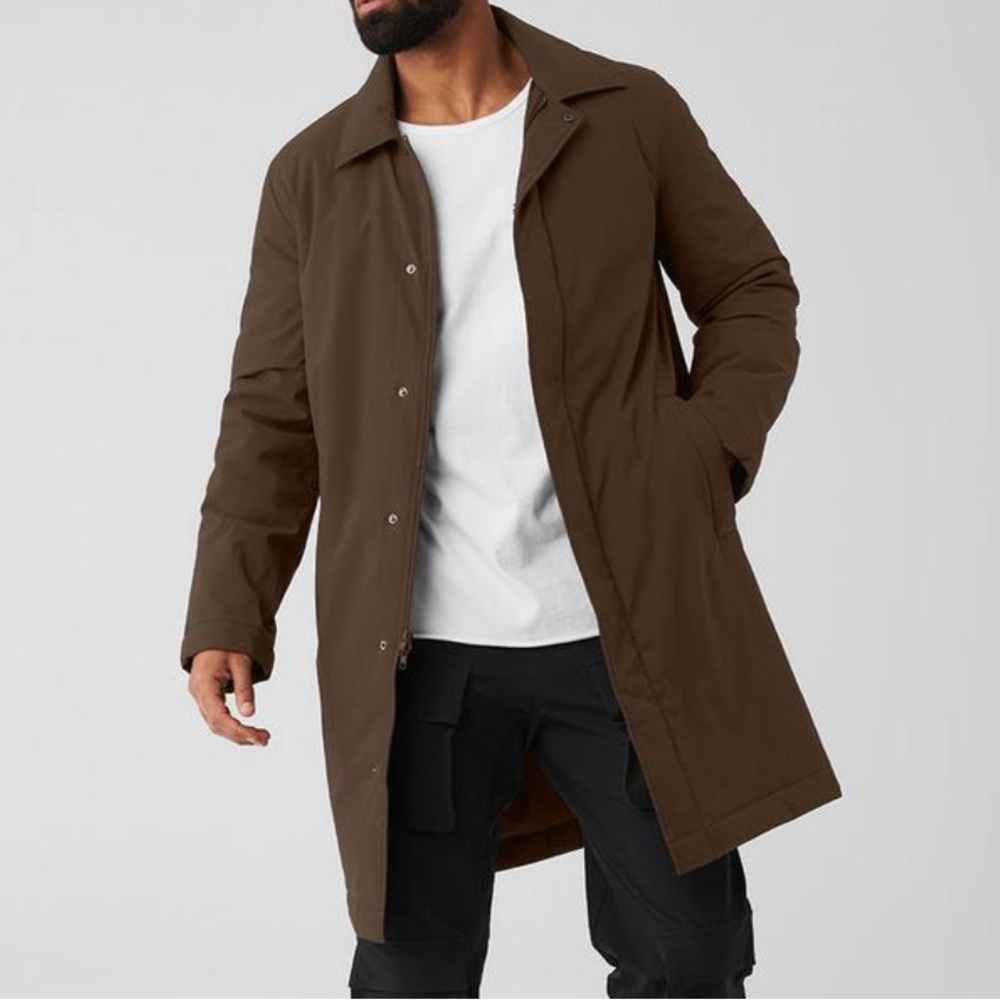 Alo Yoga Signature Overcoat Espresso Brown XS